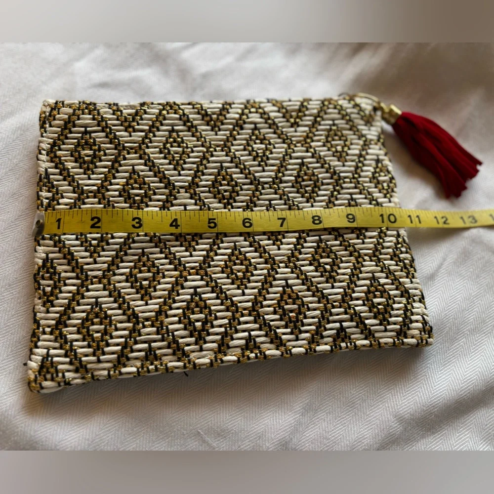 QUAGGA Green Label GOLD CLUTCH party bag VELVET TASSEL sustainable PURSE